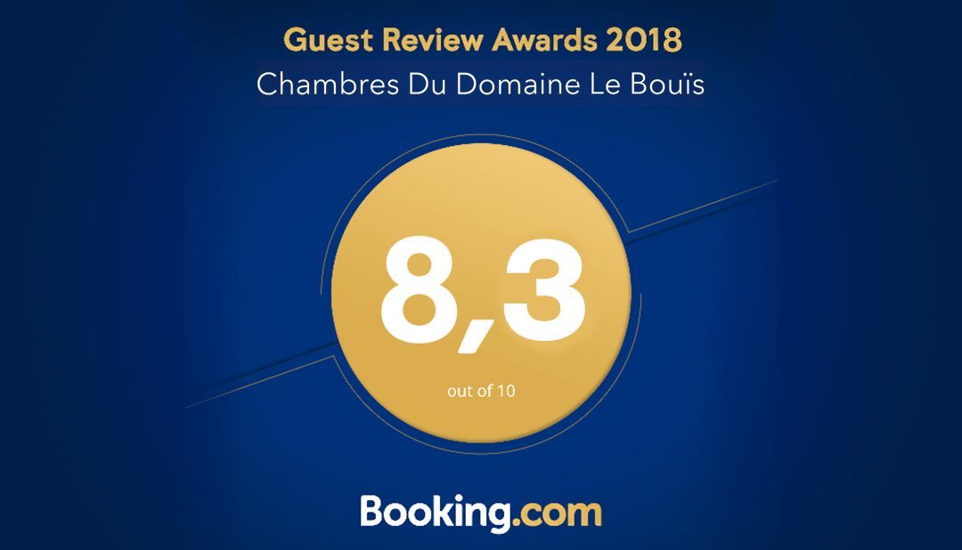Booking.com – Un Guest Award Review 2018 décerné au Château le Bouïs !